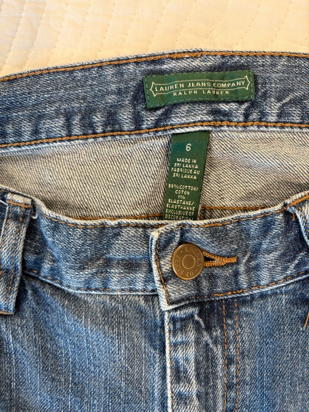 Vintage Lauren Ralph Lauren Women's Straight Leg Jeans in Medium Blue - Picture 3 of 8